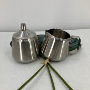 Vintage Oneida MCM 18/8 Japan Stainless Steel Coffee Tea Sugar With Lid Creamer